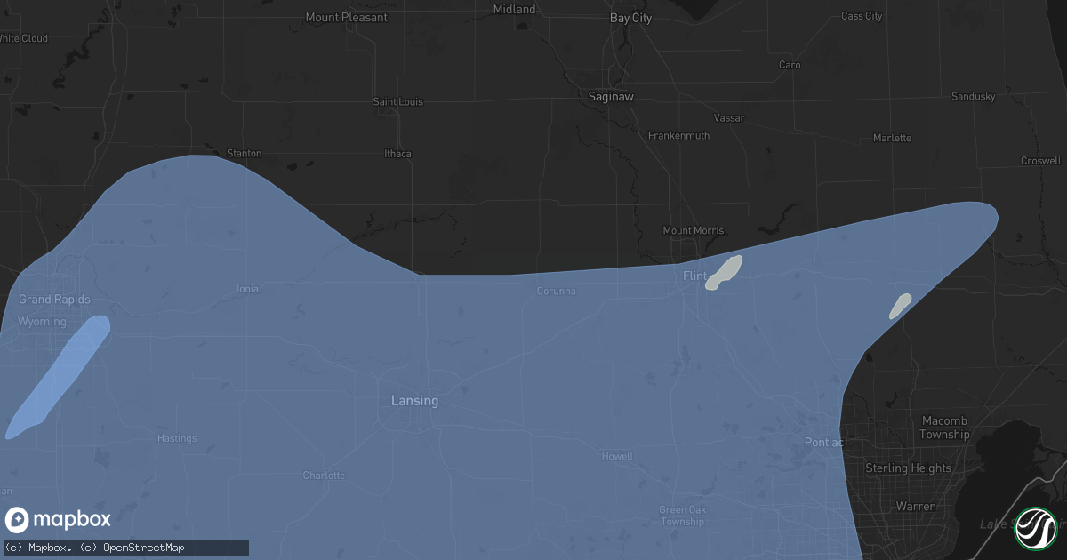 Hail map in Owosso, MI on May 18, 2026
