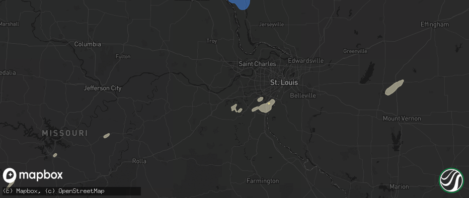 Hail map in Pacific, MO on May 18, 2026
