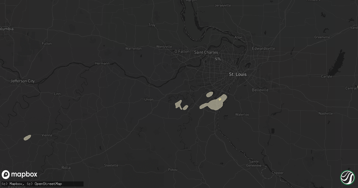 Hail map in Pacific, MO on May 18, 2026