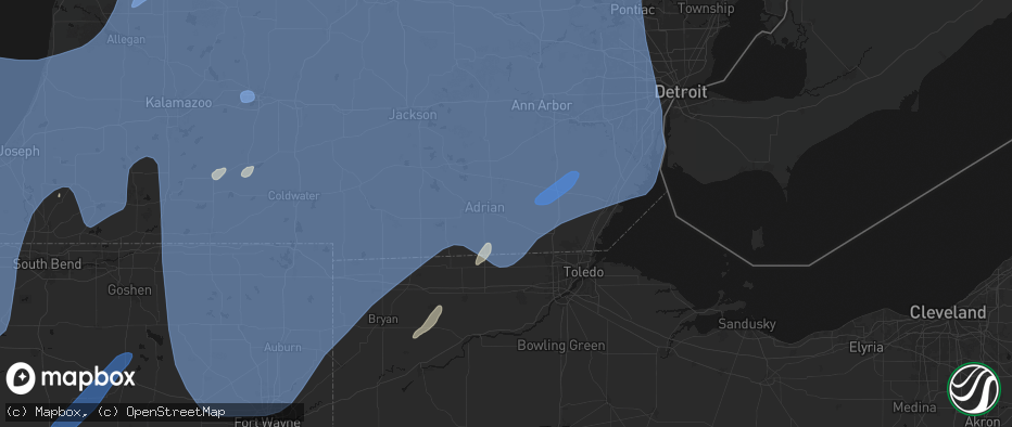 Hail map in Palmyra, MI on May 18, 2026