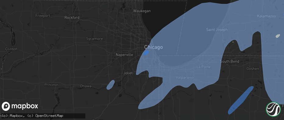 Hail map in Palos Hills, IL on May 18, 2026
