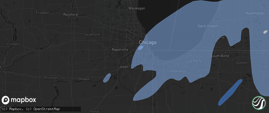 Hail map in Palos Park, IL on May 18, 2026