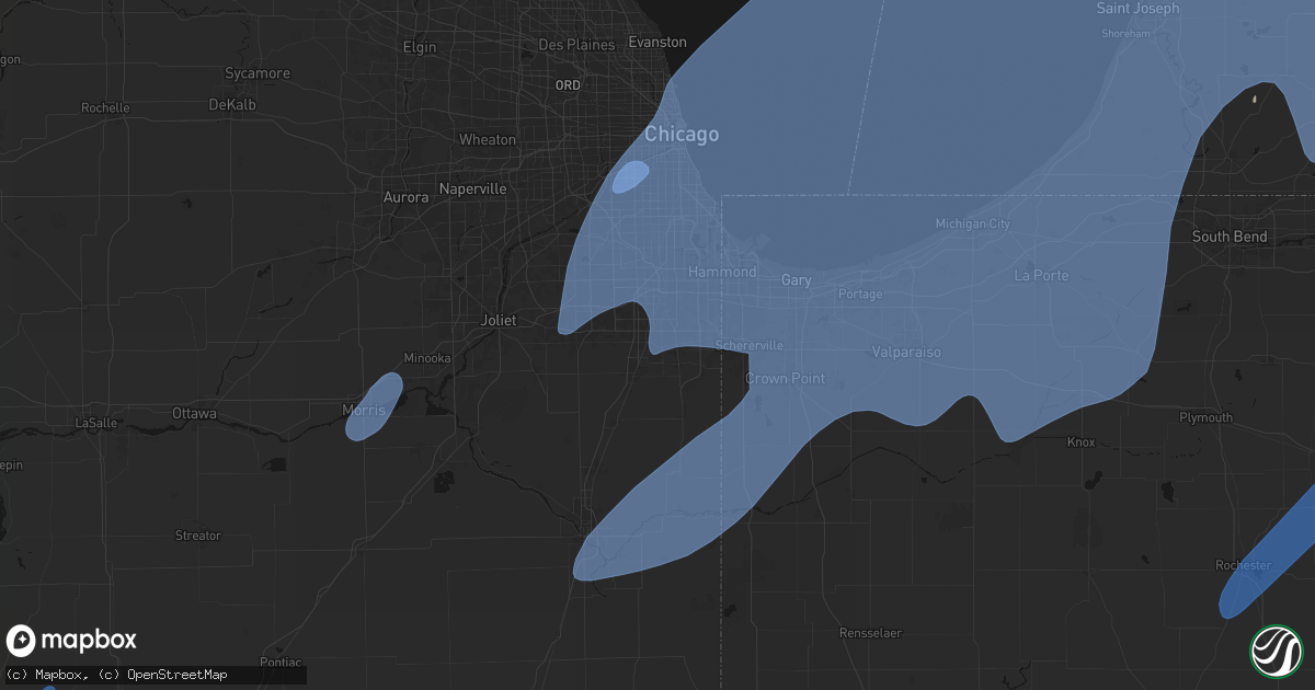 Hail map in Park Forest, IL on May 18, 2026