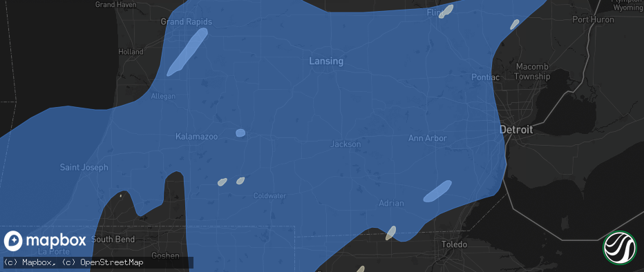 Hail map in Parma, MI on May 18, 2026