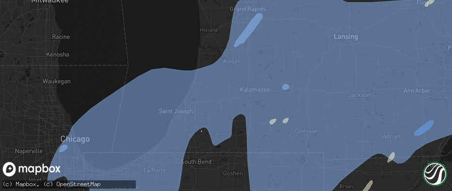 Hail map in Paw Paw, MI on May 18, 2026