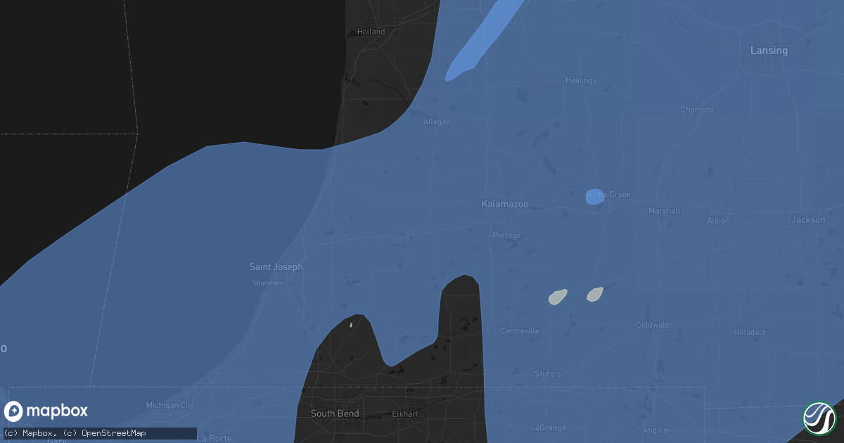 Hail map in Paw Paw, MI on May 18, 2026