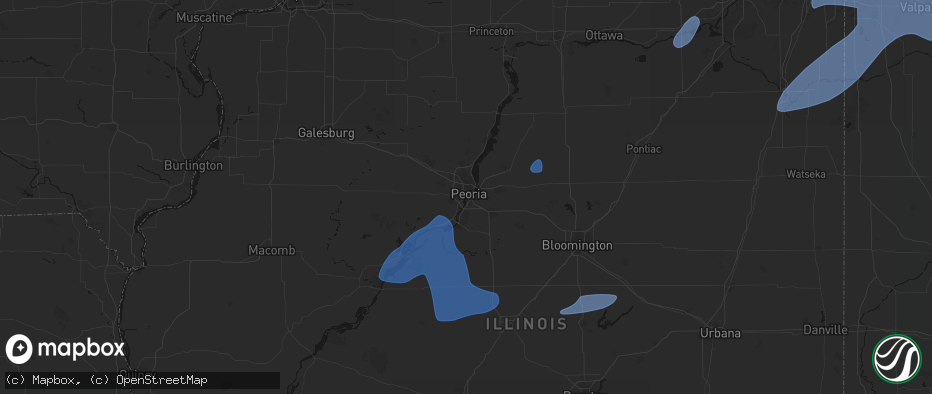 Hail map in Peoria, IL on May 18, 2026
