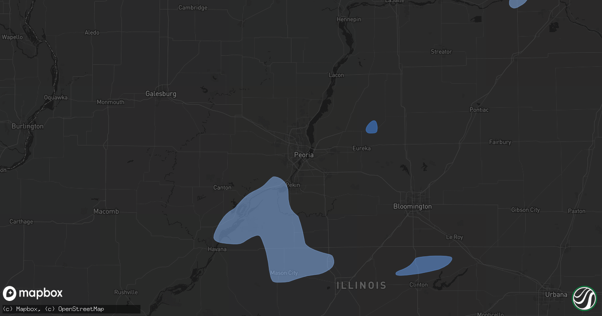 Hail map in Peoria, IL on May 18, 2026