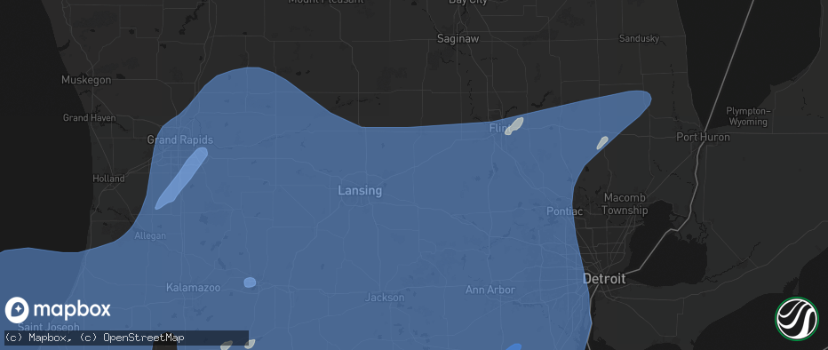 Hail map in Perry, MI on May 18, 2026
