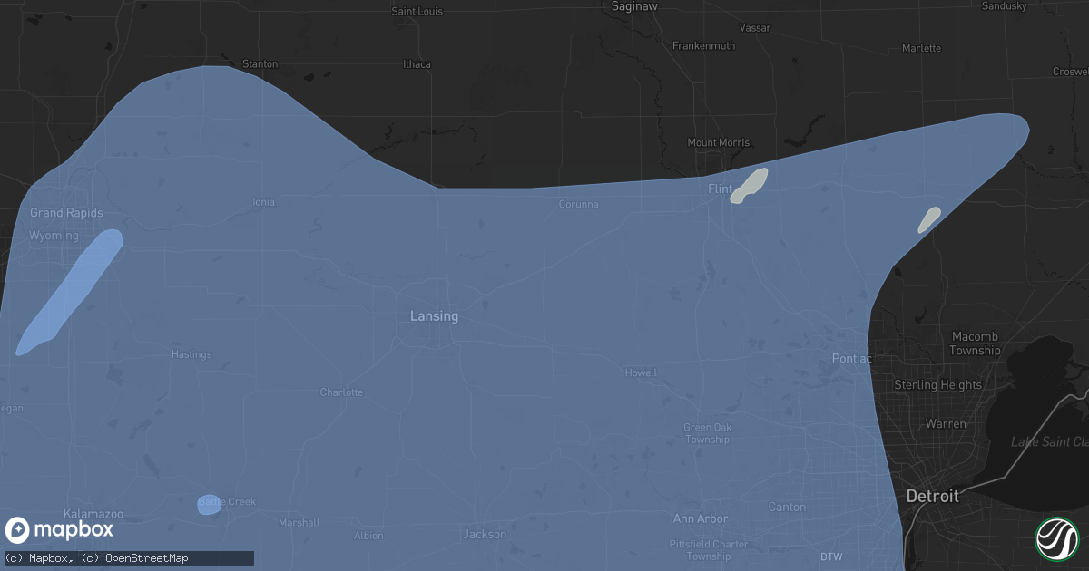 Hail map in Perry, MI on May 18, 2026