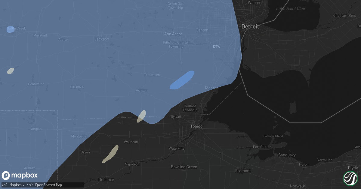 Hail map in Petersburg, MI on May 18, 2026