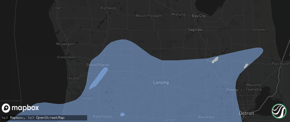 Hail map in Pewamo, MI on May 18, 2026