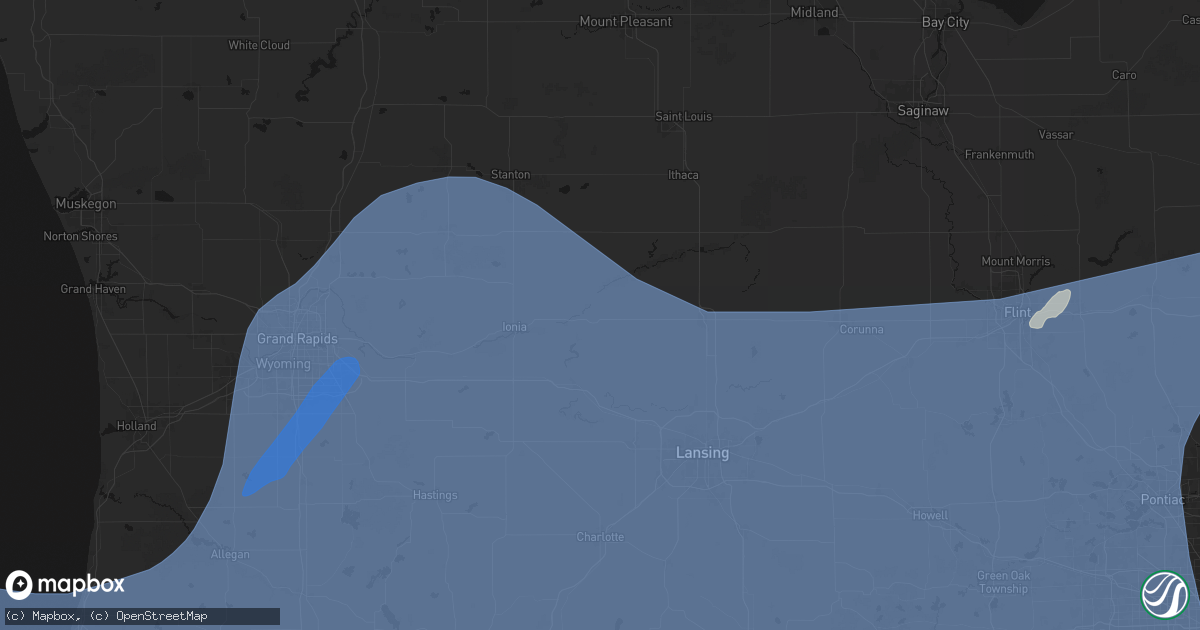 Hail map in Pewamo, MI on May 18, 2026