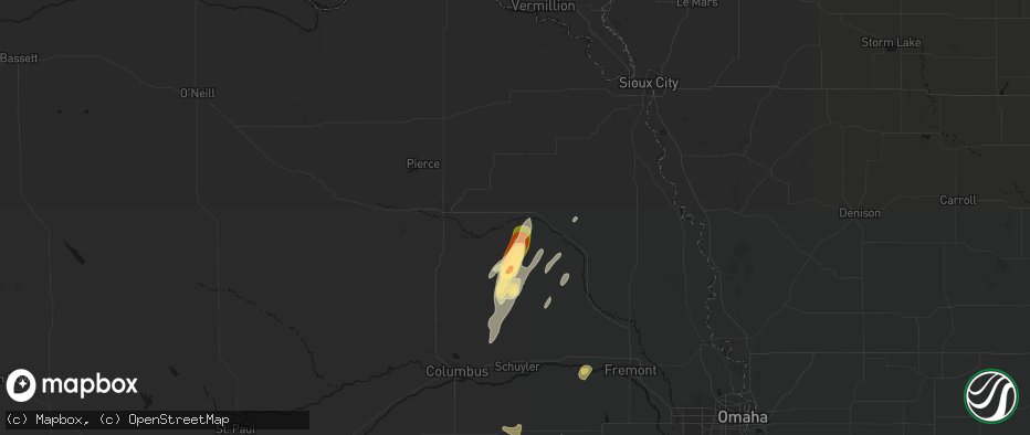 Hail map in Pilger, NE on May 18, 2026