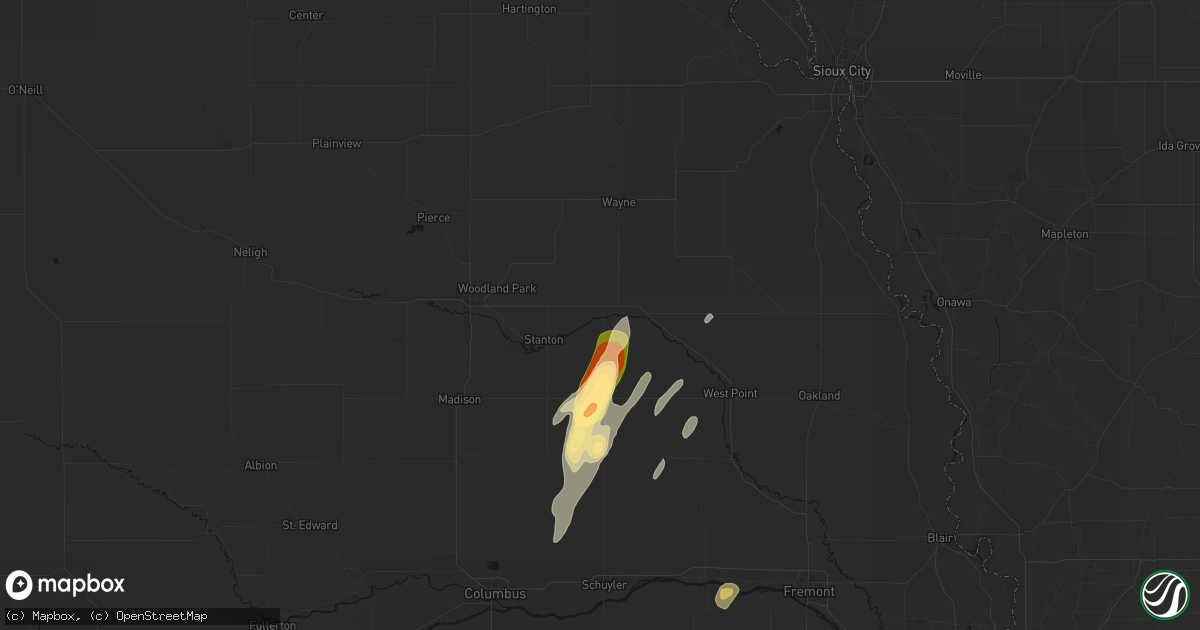 Hail map in Pilger, NE on May 18, 2026