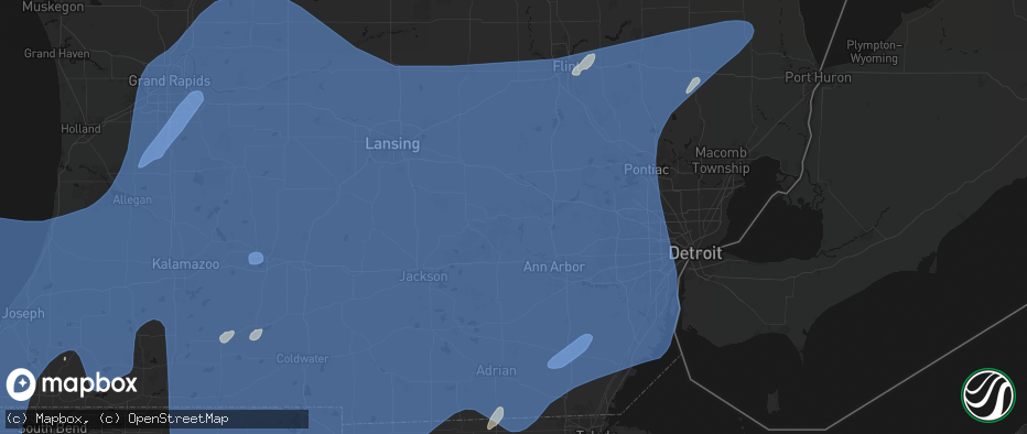 Hail map in Pinckney, MI on May 18, 2026