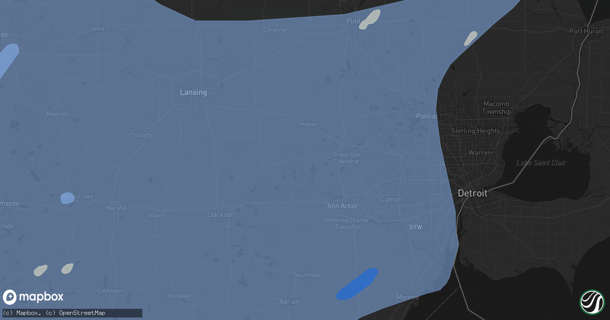 Hail map in Pinckney, MI on May 18, 2026