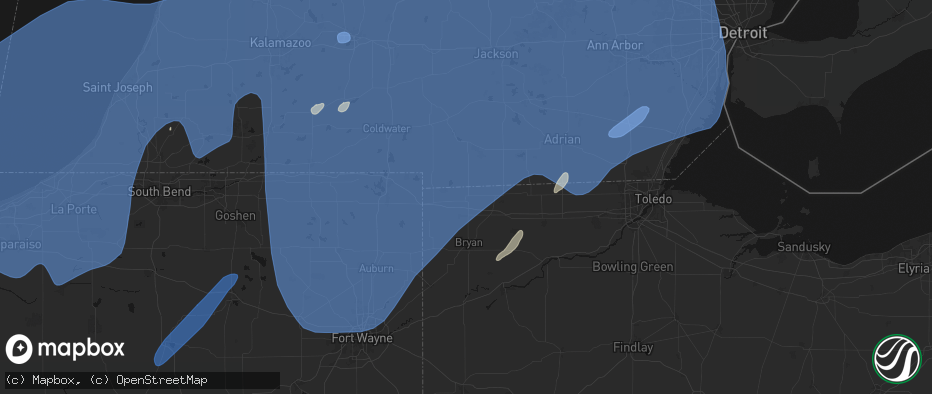 Hail map in Pioneer, OH on May 18, 2026
