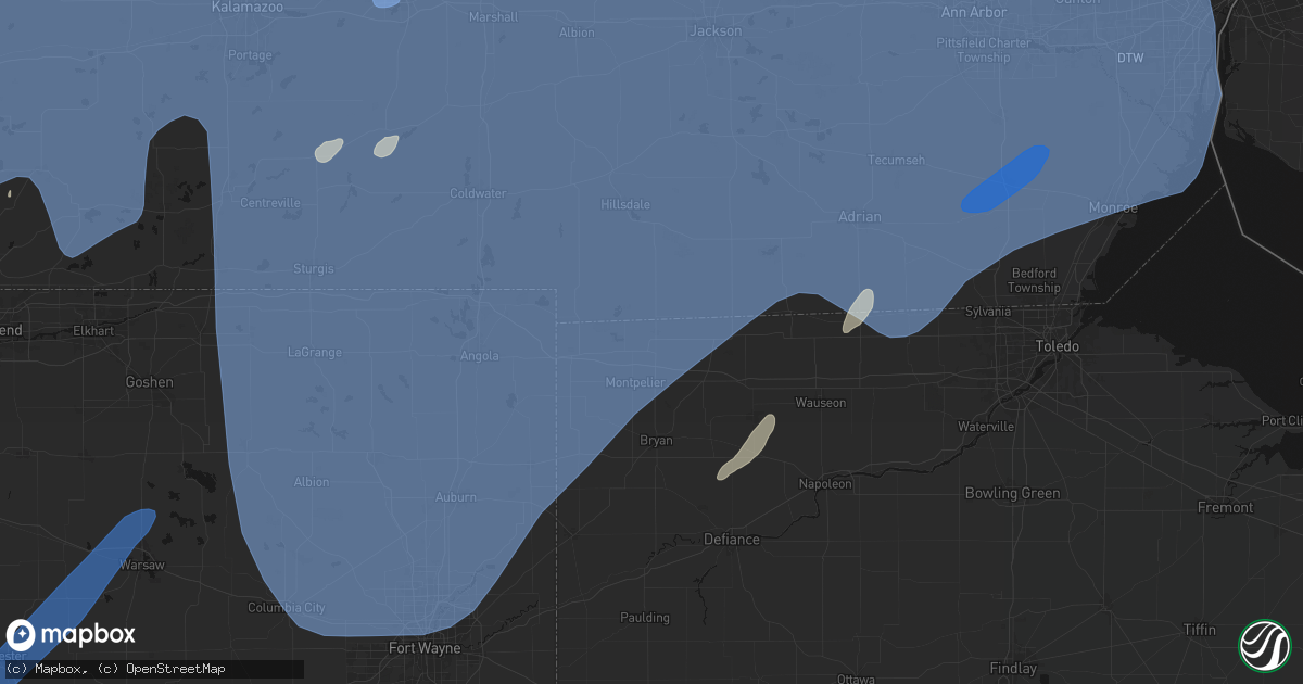 Hail map in Pioneer, OH on May 18, 2026