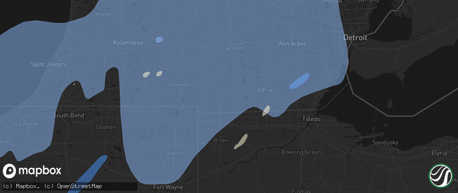 Hail map in Pittsford, MI on May 18, 2026