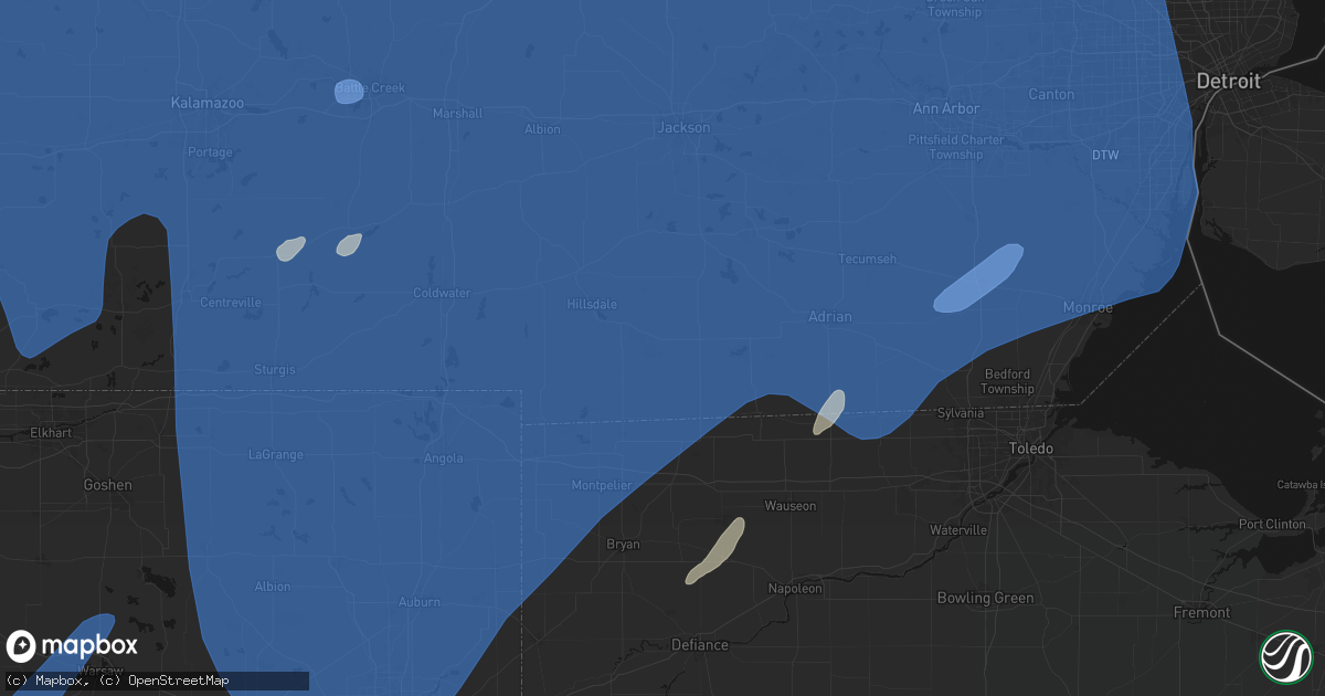 Hail map in Pittsford, MI on May 18, 2026