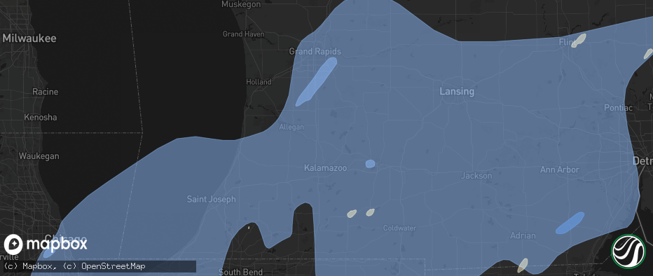 Hail map in Plainwell, MI on May 18, 2026