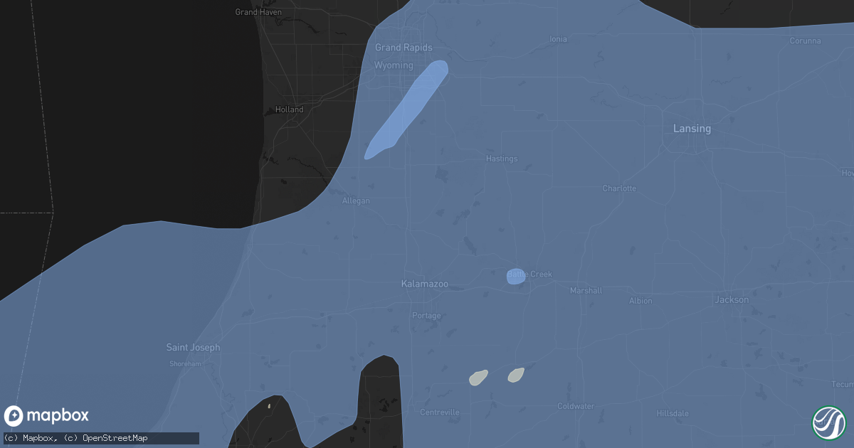 Hail map in Plainwell, MI on May 18, 2026
