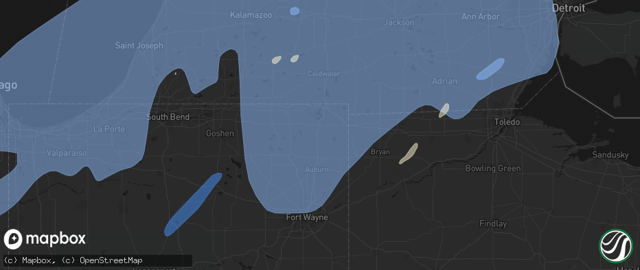Hail map in Pleasant Lake, IN on May 18, 2026