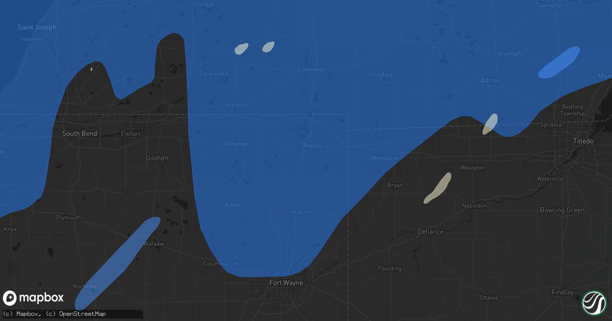 Hail map in Pleasant Lake, IN on May 18, 2026