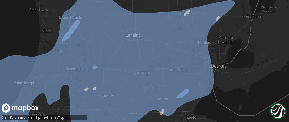 Hail map in Pleasant Lake, MI on May 18, 2026