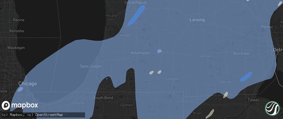 Hail map in Portage, MI on May 18, 2026