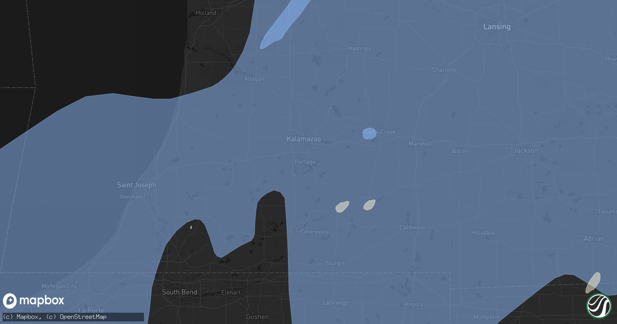 Hail map in Portage, MI on May 18, 2026