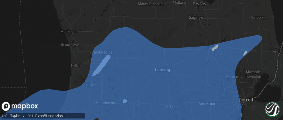 Hail map in Portland, MI on May 18, 2026