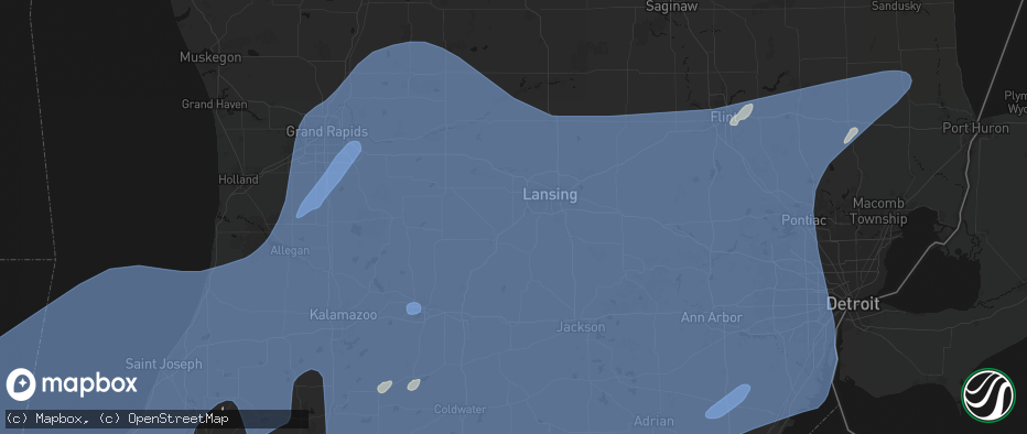 Hail map in Potterville, MI on May 18, 2026