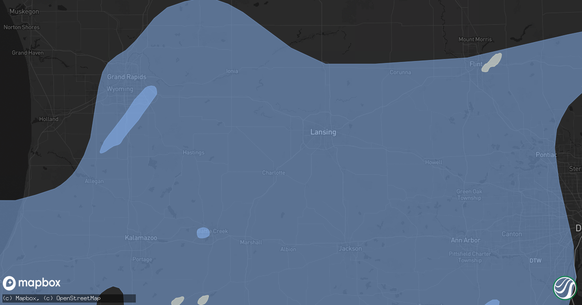 Hail map in Potterville, MI on May 18, 2026