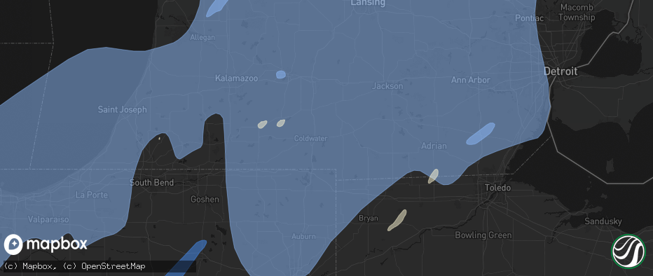 Hail map in Quincy, MI on May 18, 2026