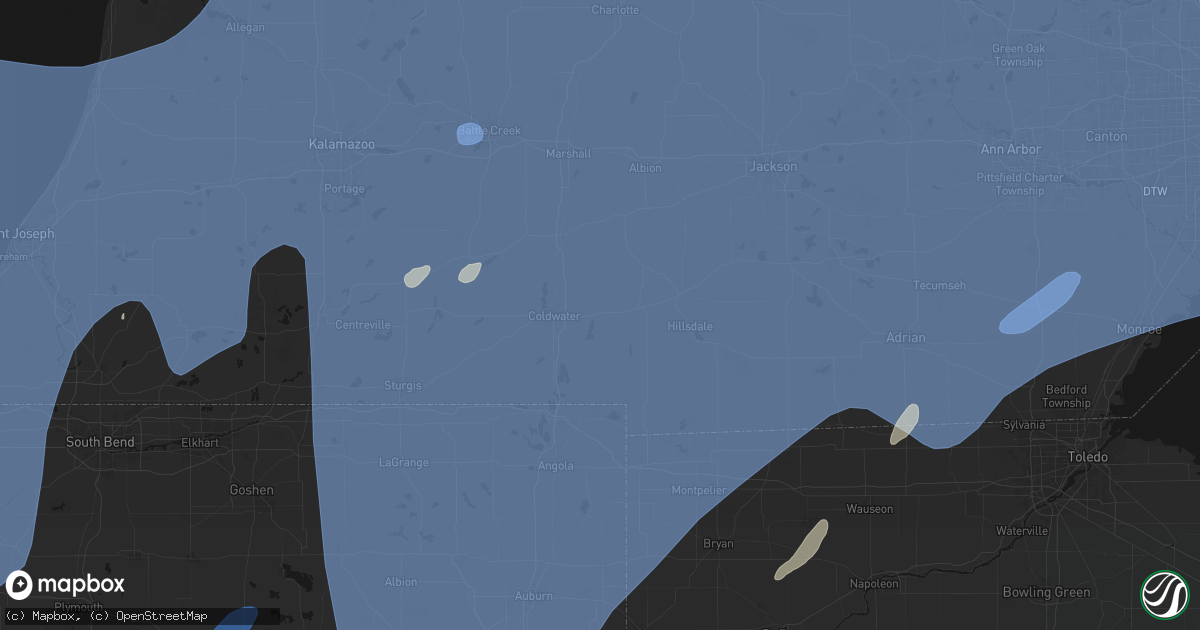 Hail map in Quincy, MI on May 18, 2026