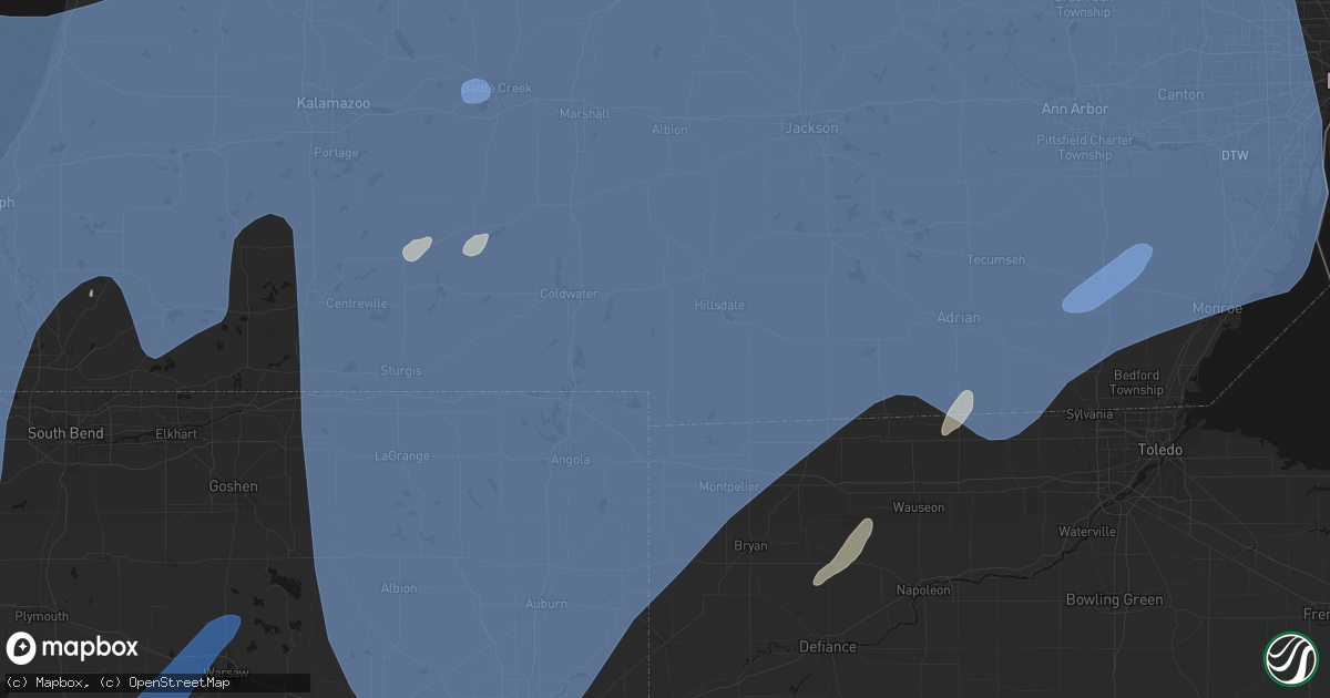 Hail map in Reading, MI on May 18, 2026