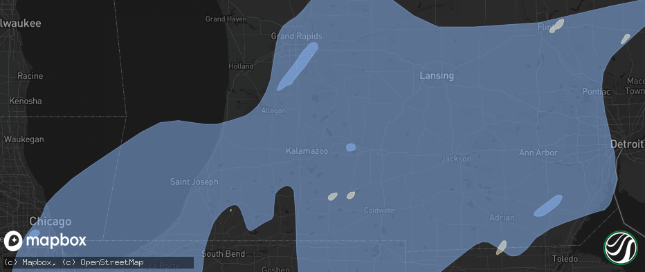 Hail map in Richland, MI on May 18, 2026