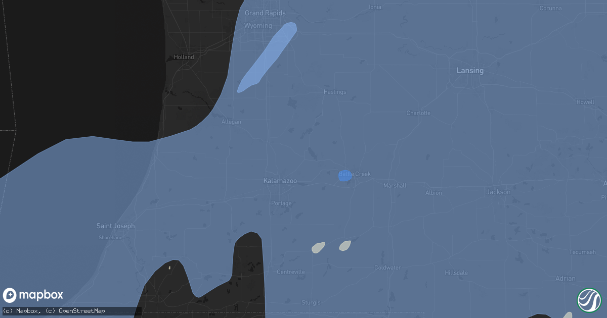 Hail map in Richland, MI on May 18, 2026