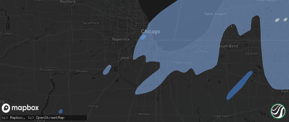 Hail map in Richton Park, IL on May 18, 2026