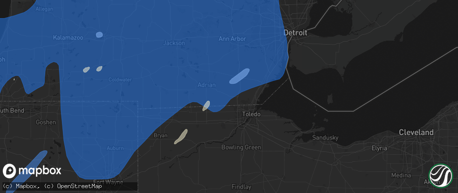 Hail map in Riga, MI on May 18, 2026