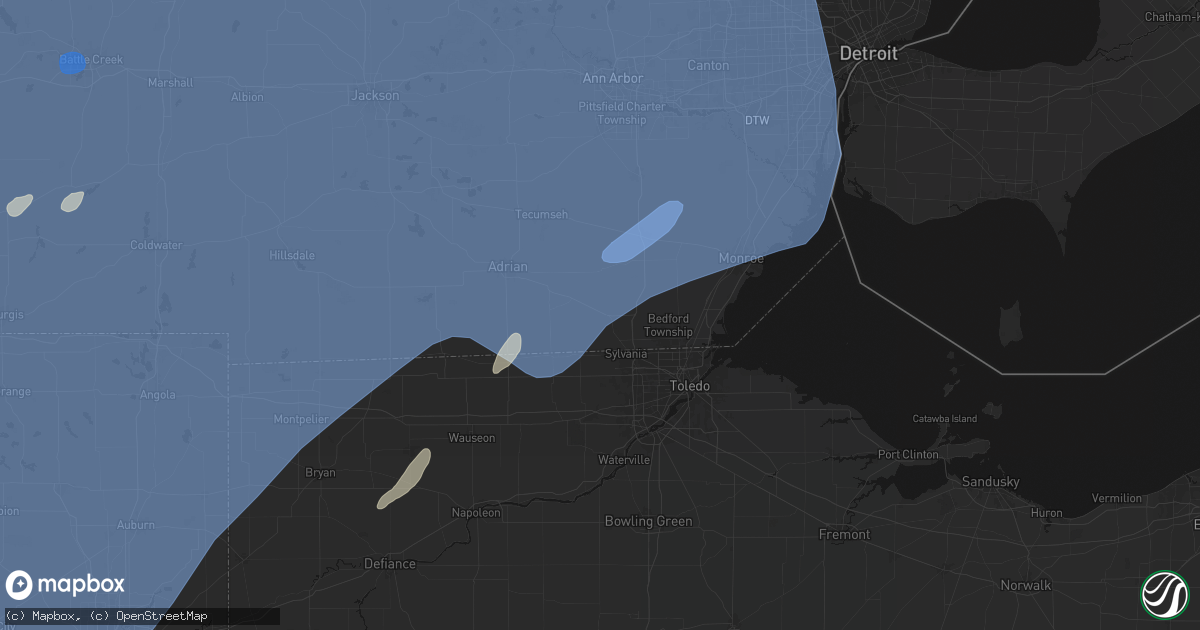 Hail map in Riga, MI on May 18, 2026