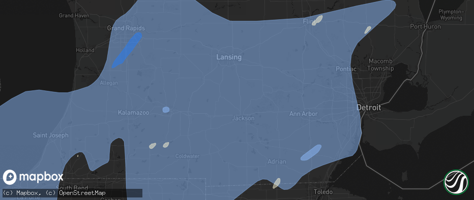 Hail map in Rives Junction, MI on May 18, 2026