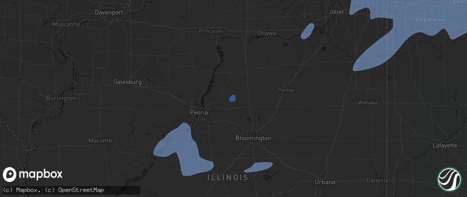 Hail map in Roanoke, IL on May 18, 2026