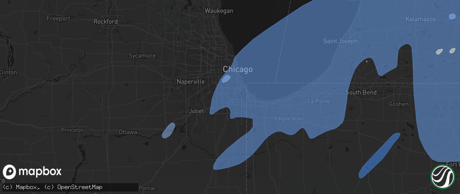 Hail map in Robbins, IL on May 18, 2026