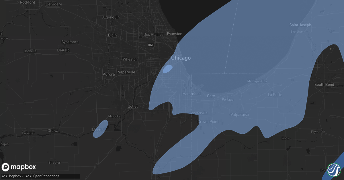 Hail map in Robbins, IL on May 18, 2026