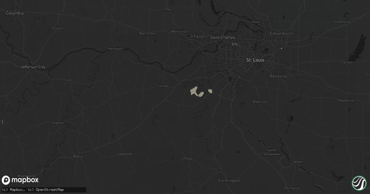 Hail map in Robertsville, MO on May 18, 2026