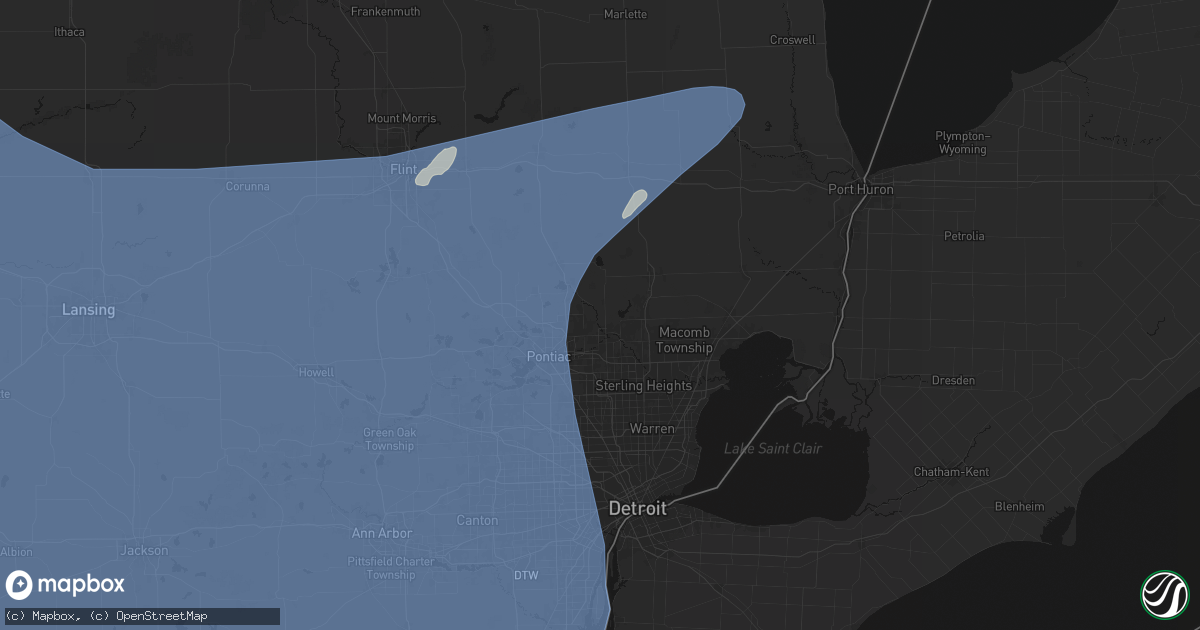 Hail map in Rochester, MI on May 18, 2026