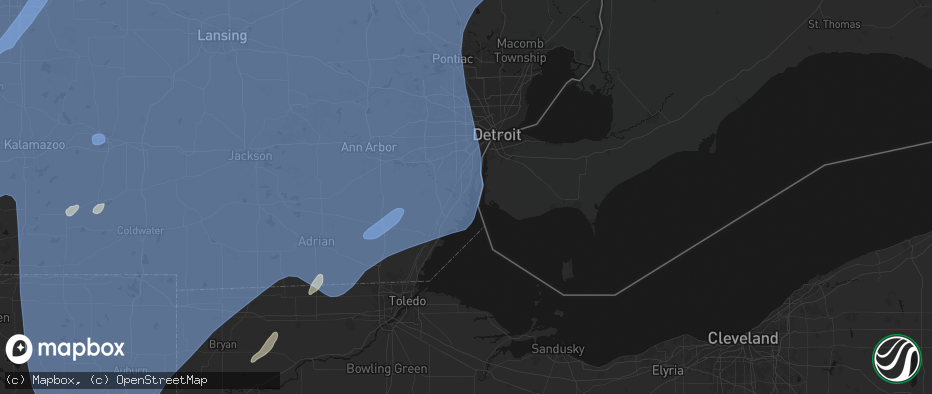 Hail map in Rockwood, MI on May 18, 2026